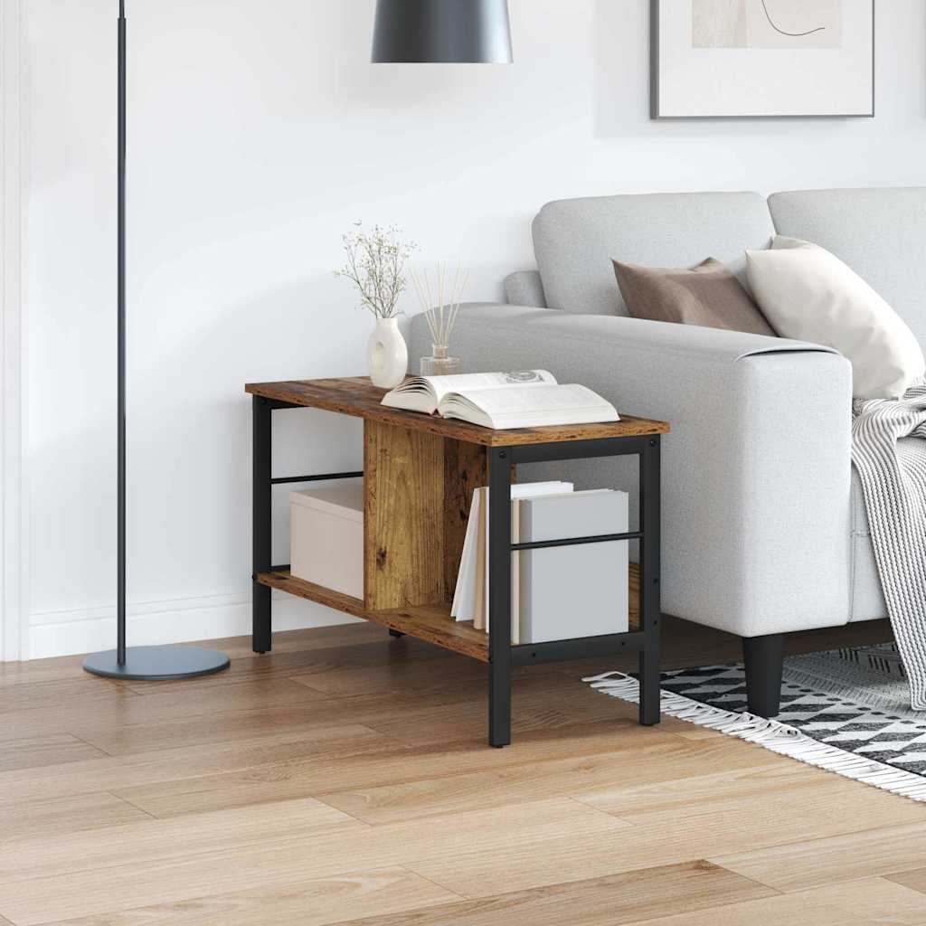 Bücherregal 2 Ebenen 82 x 32 x 47 cm Holzwerkstoff Altholz