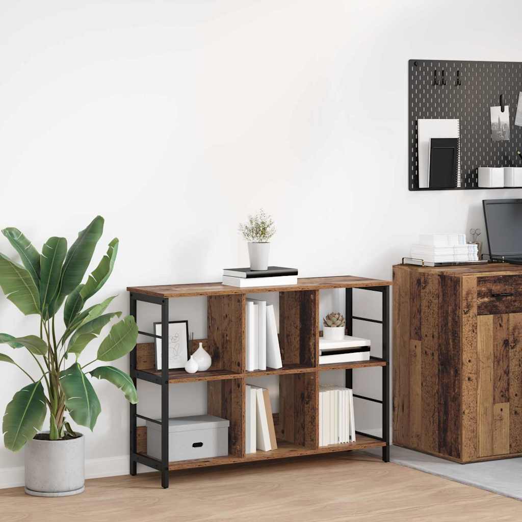 Bücherregal 6 Ebenen 102 x 32 x 72,5 cm Holzwerkstoff Altholz