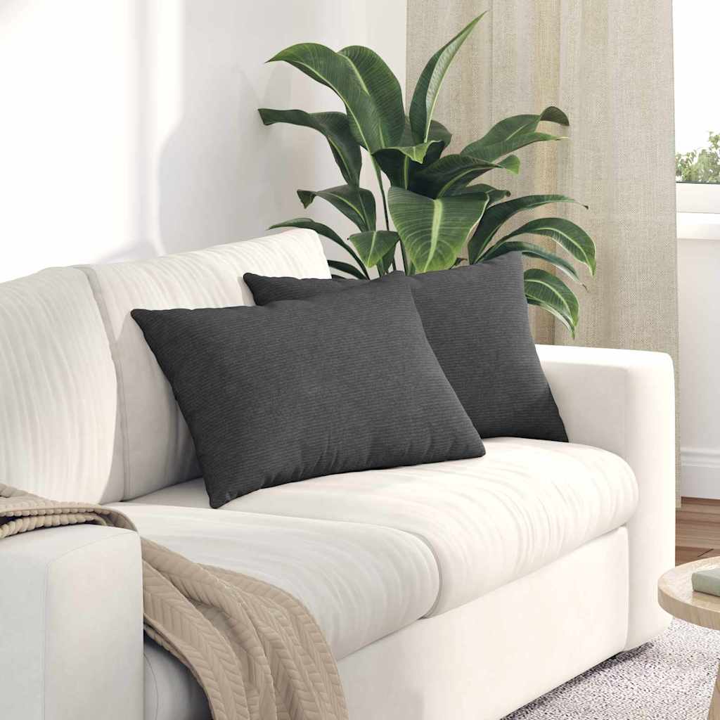 Sofakissen 2 pcs Dunkelgrau 60 x 40 cm Cordstoff