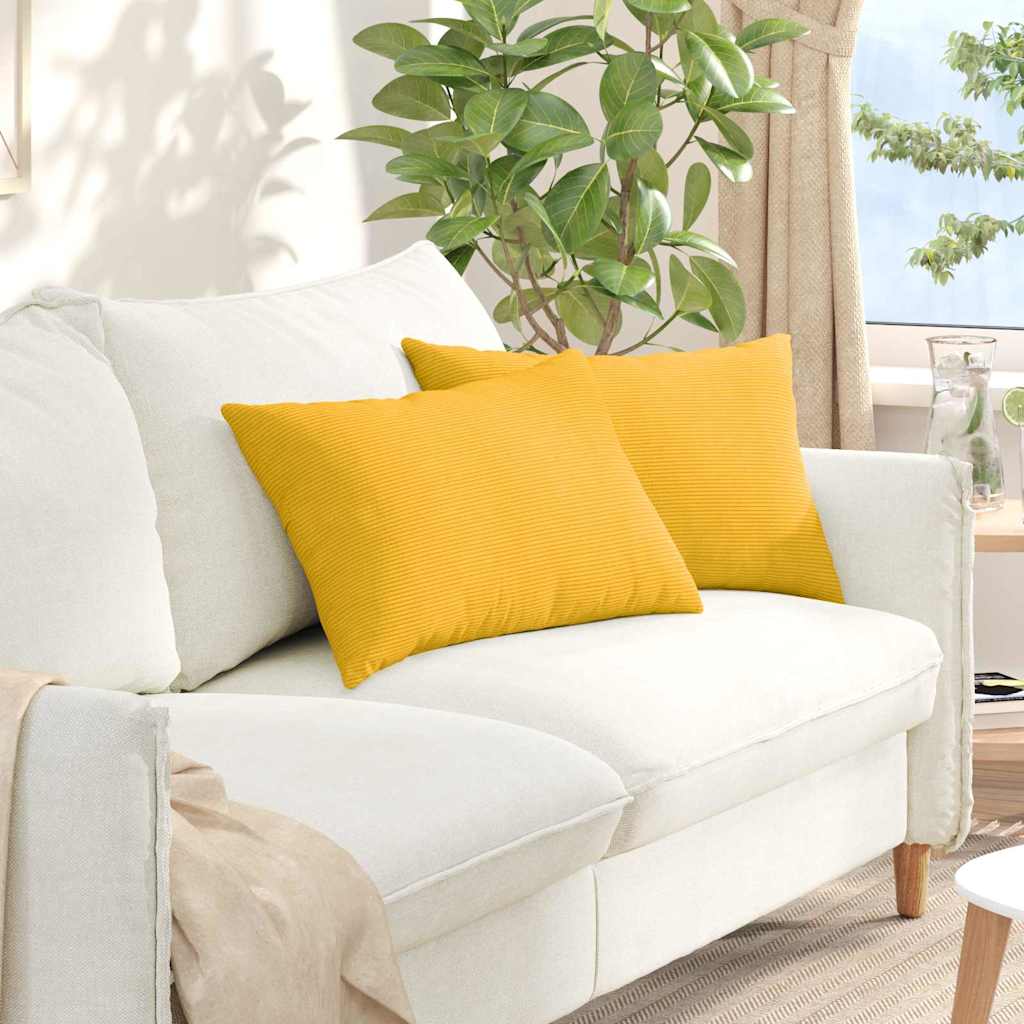 Sofakissen 2 pcs Helles Gelb 60 x 40 cm Cordstoff