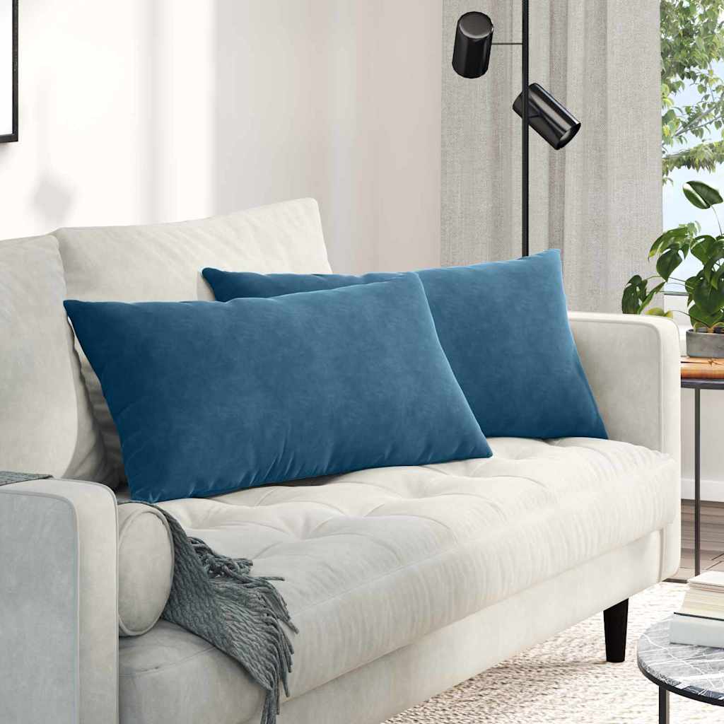 Sofakissen 2 pcs Blau 80 x 40 cm Cordstoff