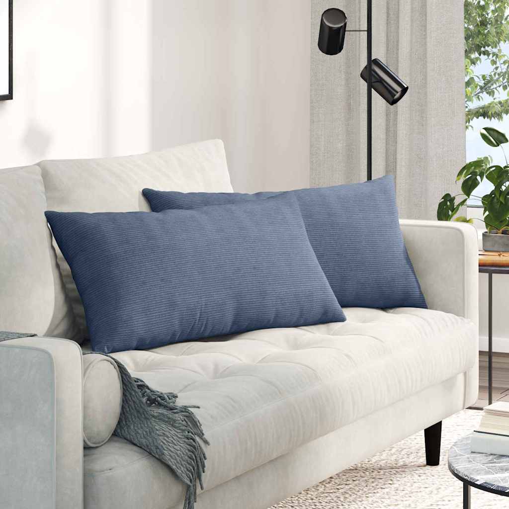 Sofakissen 2 pcs Blau 80 x 40 cm Cordstoff