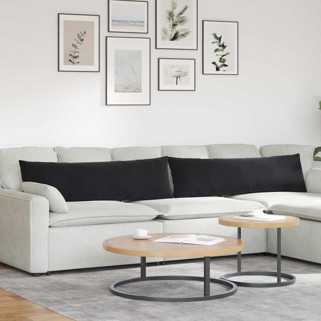 Sofakissen 2 pcs Schwarz 145 x 40 cm Cordstoff
