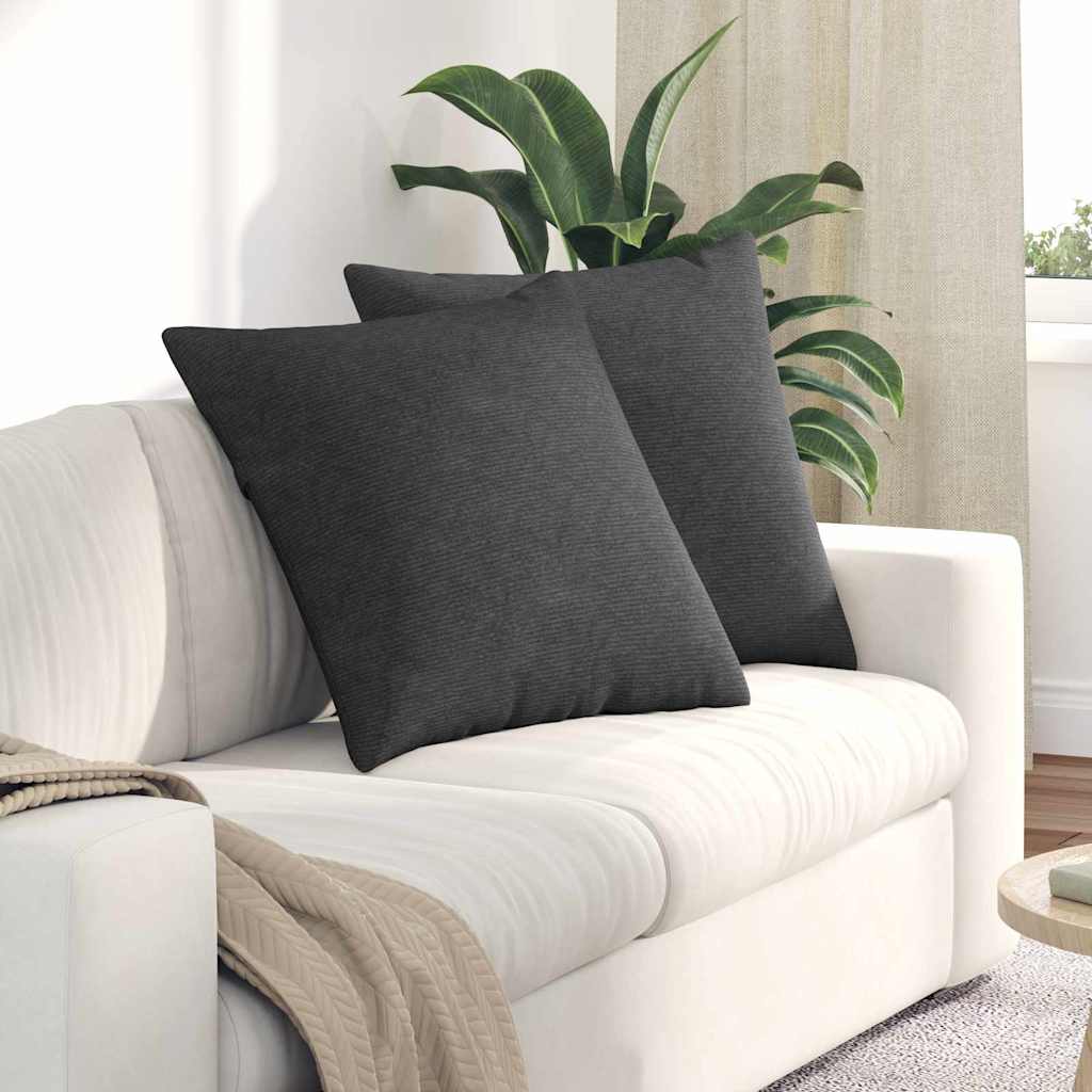 Sofakissen 2 pcs Dunkelgrau 80 x 80 cm Cordstoff