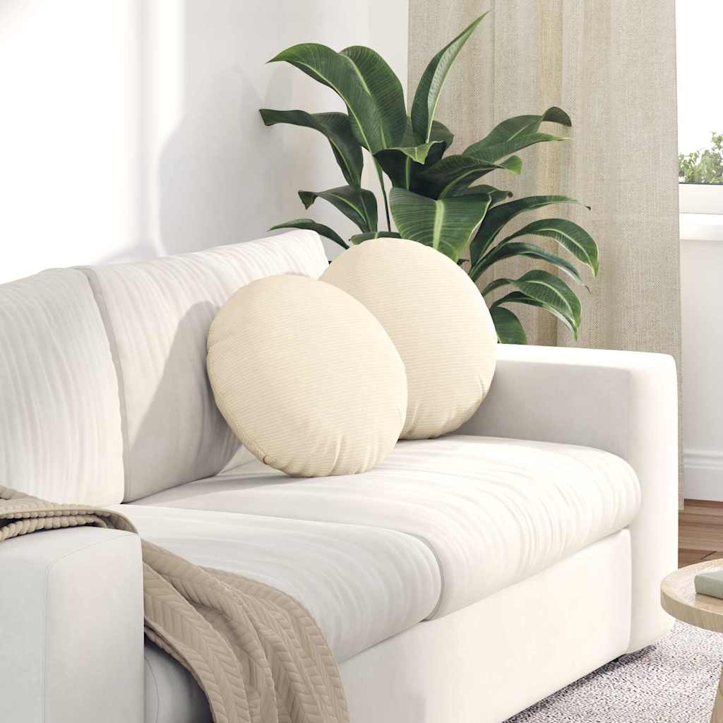 Sitzkissen 2 stk. Cordstoff Creme Ø 40 cm