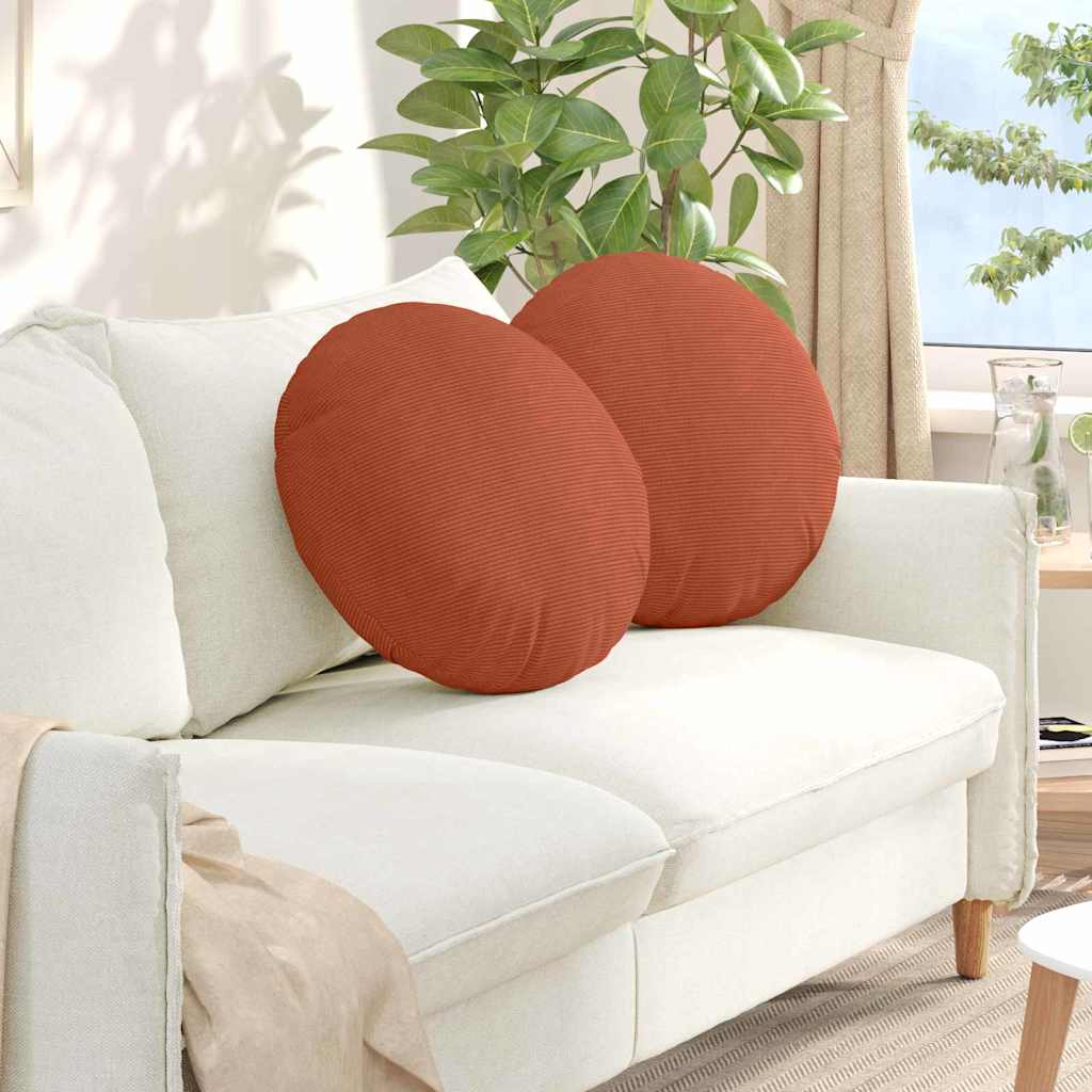 Sitzkissen 2 stk. Cordstoff Rot-Orange Ø50 x 19 cm