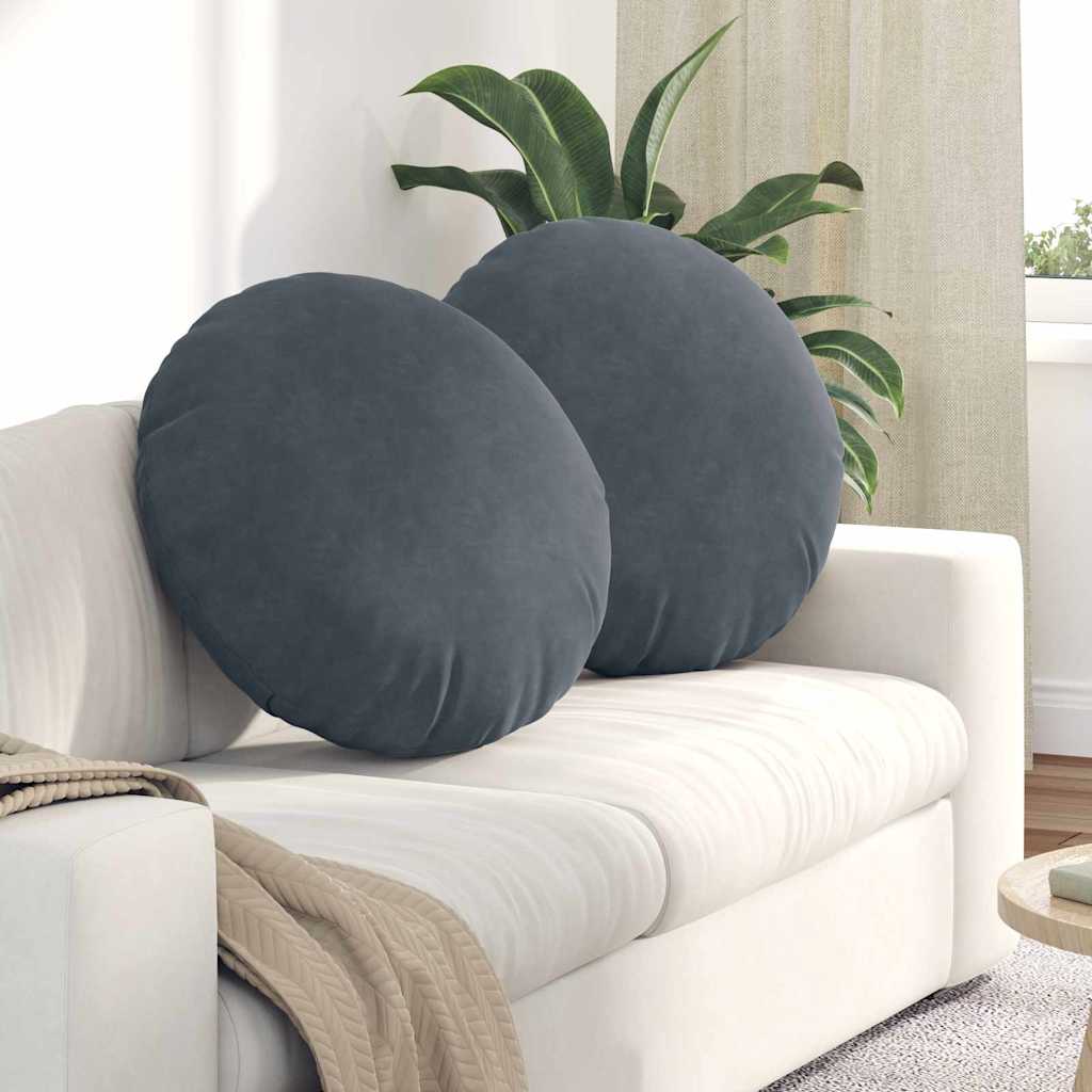 Sitzkissen 2 stk. Samt Dunkelgrau Ø60 x 21 cm