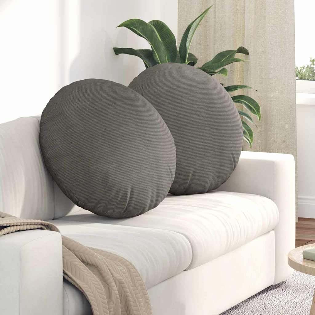Sitzkissen 2 stk. Cordstoff Hellgrau Ø 80 cm