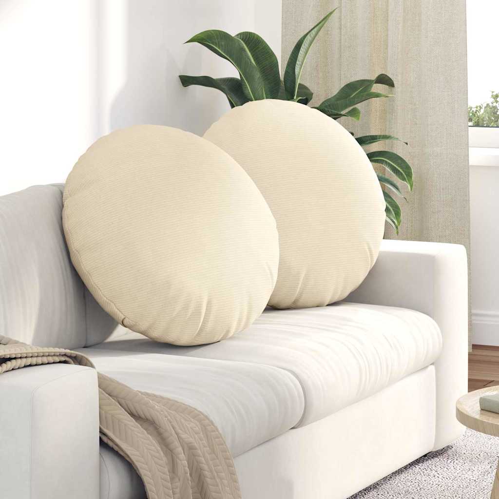 Sitzkissen 2 stk. Cordstoff Creme Ø 80 cm