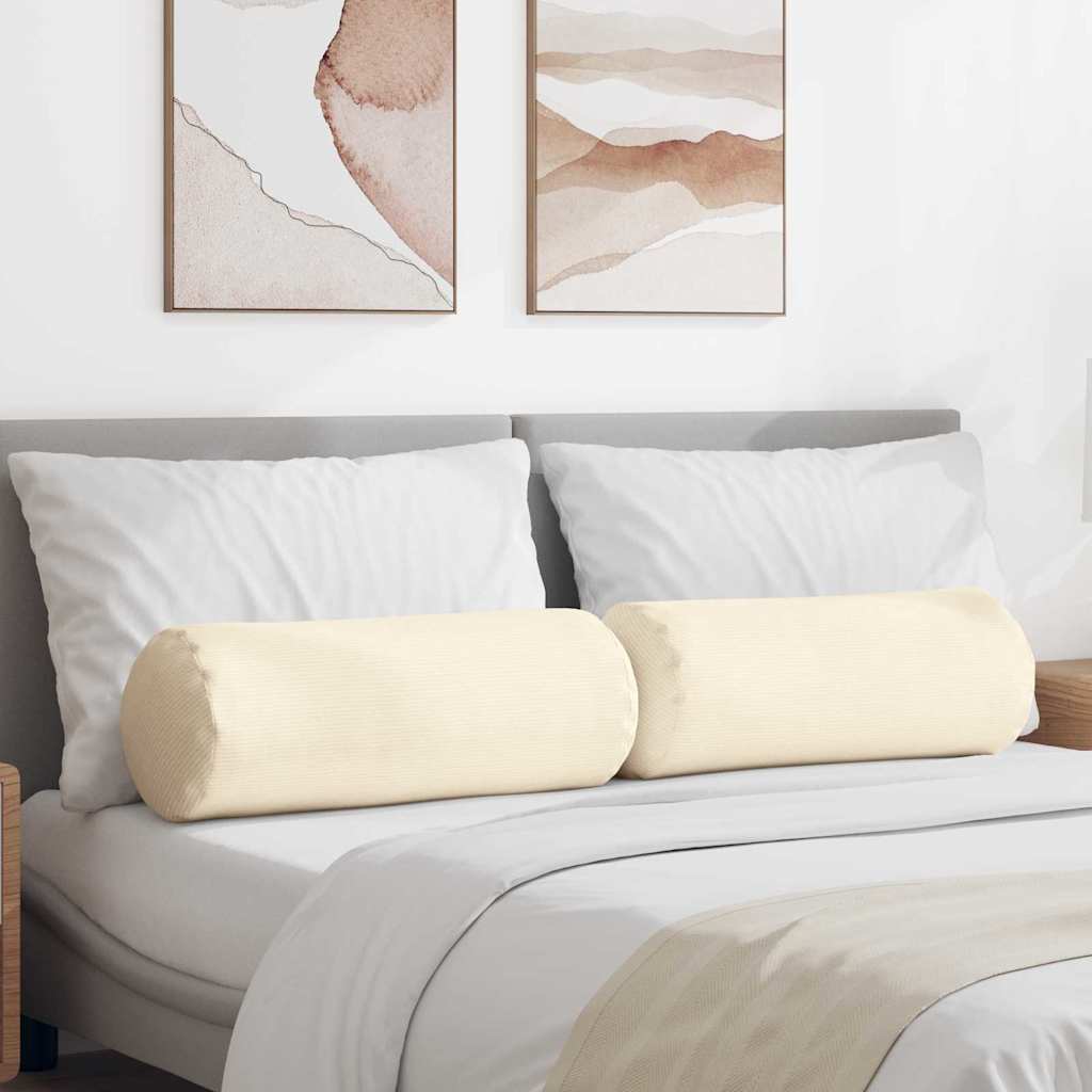 Bolsterkissen 2 pcs Creme Ø 25 x 70 cm Cordstoff