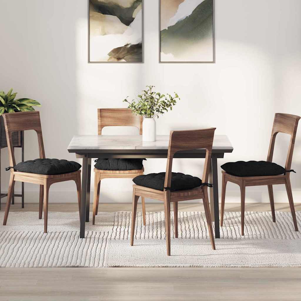 Sitzkissen 4 stk. Stoff Schwarz 40 x 40 x 6 cm