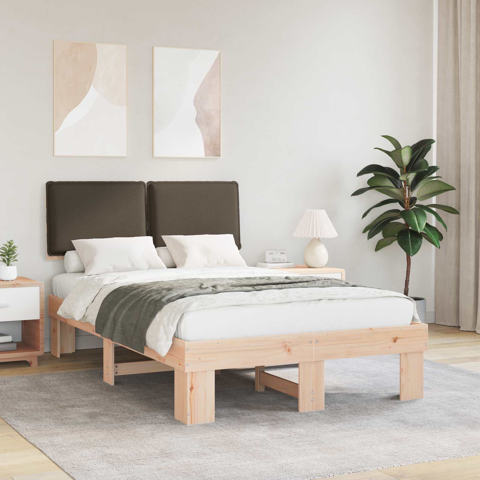 Bettgestell mit gepolstertem Kopfteil Taupe 120 x 190 cm