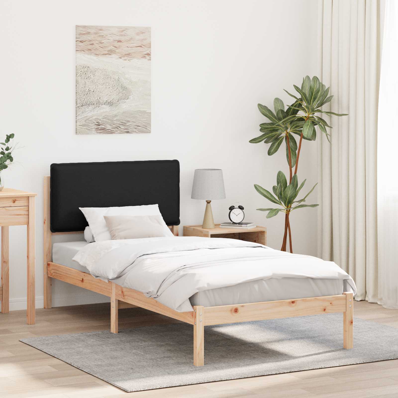 Bettgestell mit gepolstertem Kopfteil Schwarz 100 x 200 cm