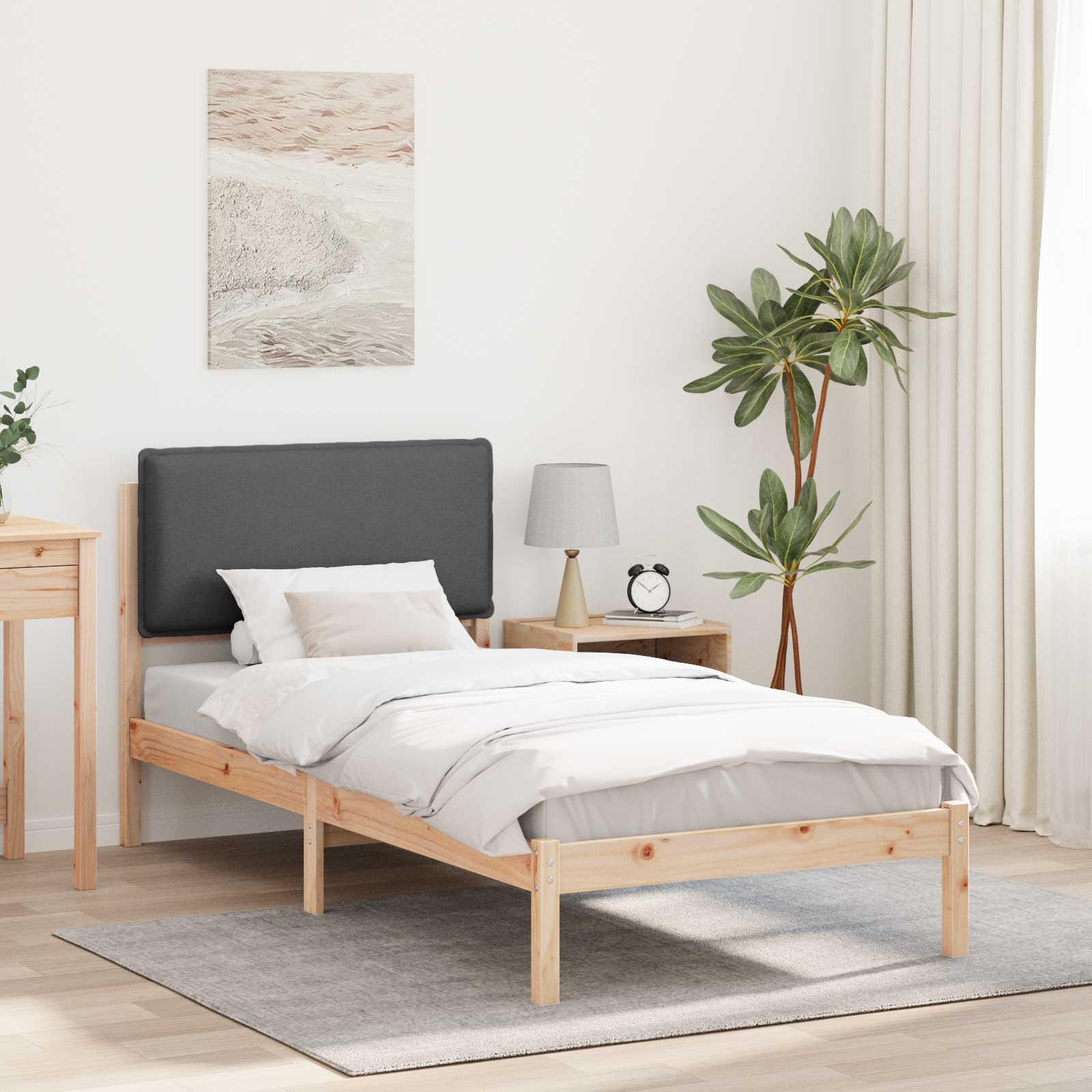 Bettgestell mit gepolstertem Kopfteil Dunkelgrau 80 x 200 cm