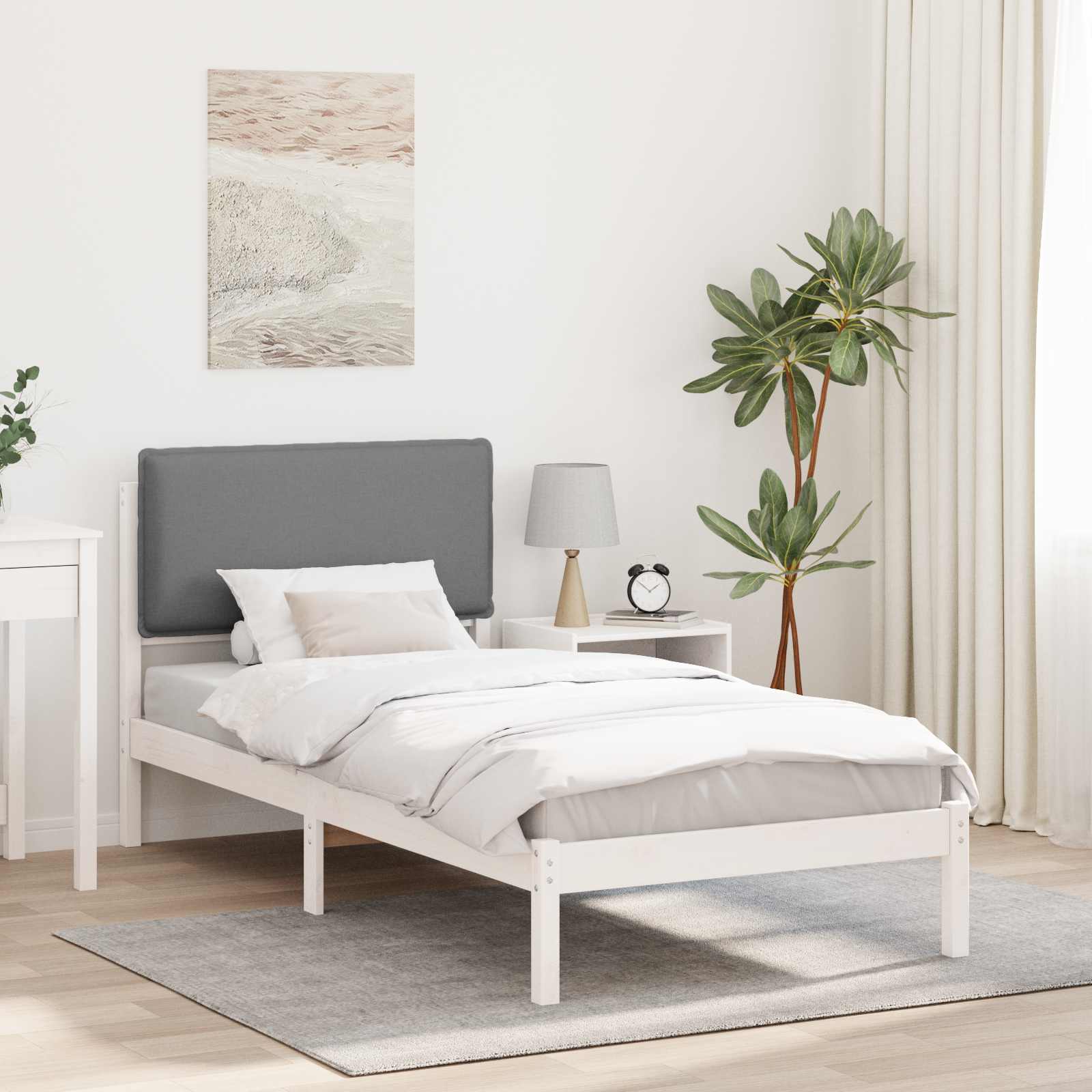Bettgestell mit gepolstertem Kopfteil Hellgrau 90 x 190 cm
