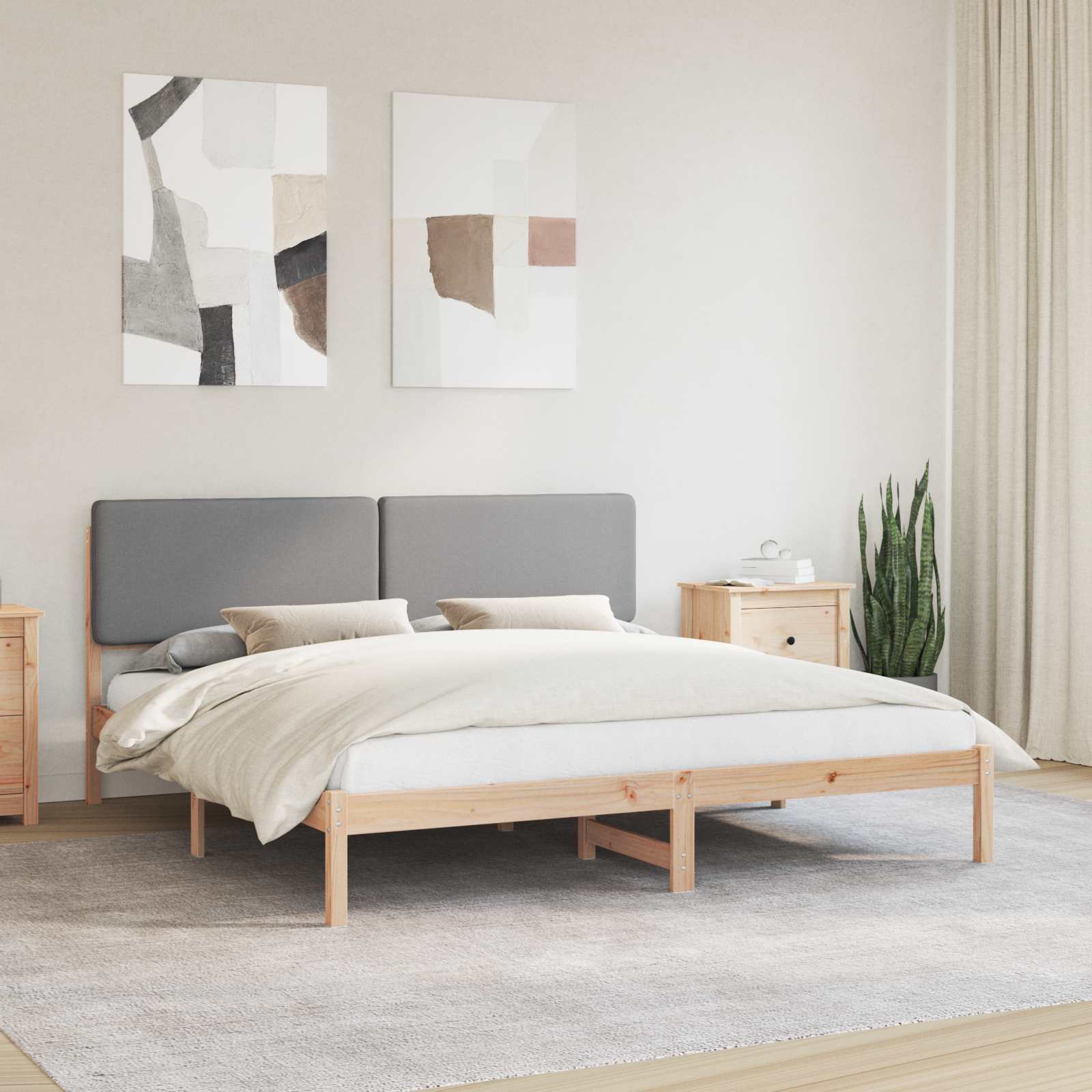 Bettgestell mit gepolstertem Kopfteil Hellgrau 180 x 200 cm