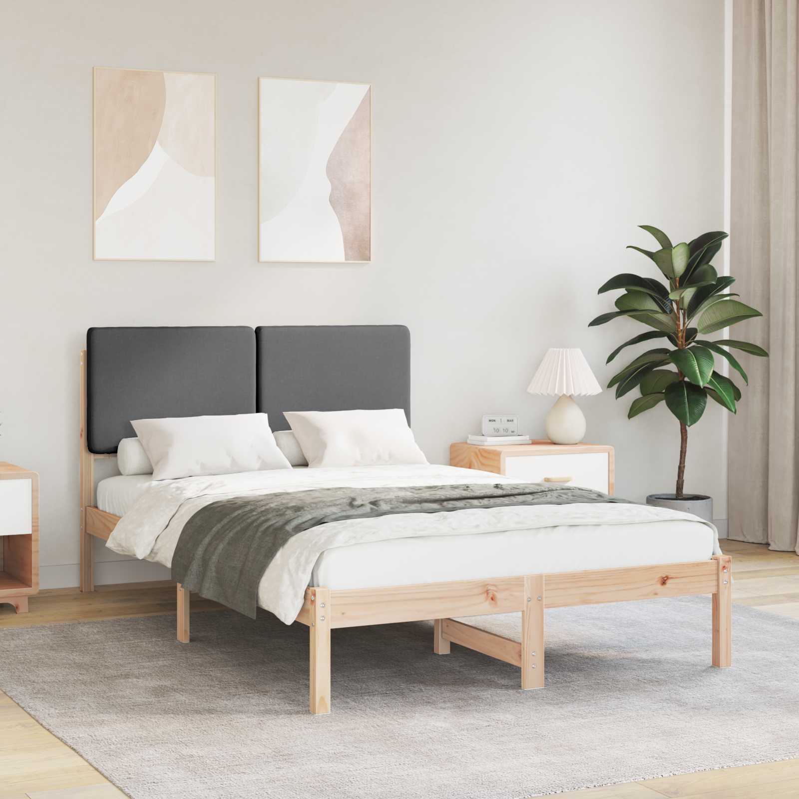 Bettgestell mit gepolstertem Kopfteil Dunkelgrau 120 x 200 cm