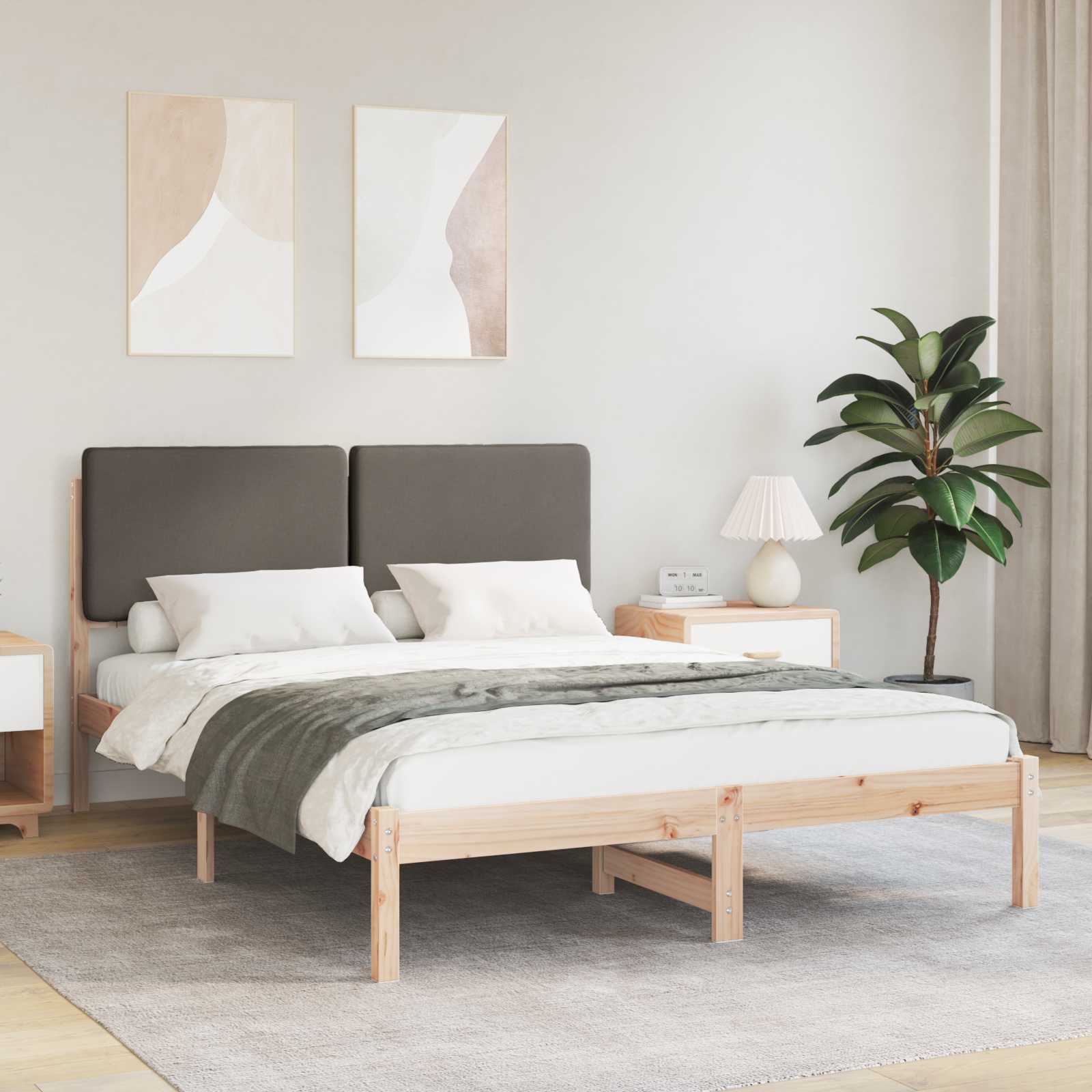 Bettgestell mit gepolstertem Kopfteil Taupe 140 x 190 cm