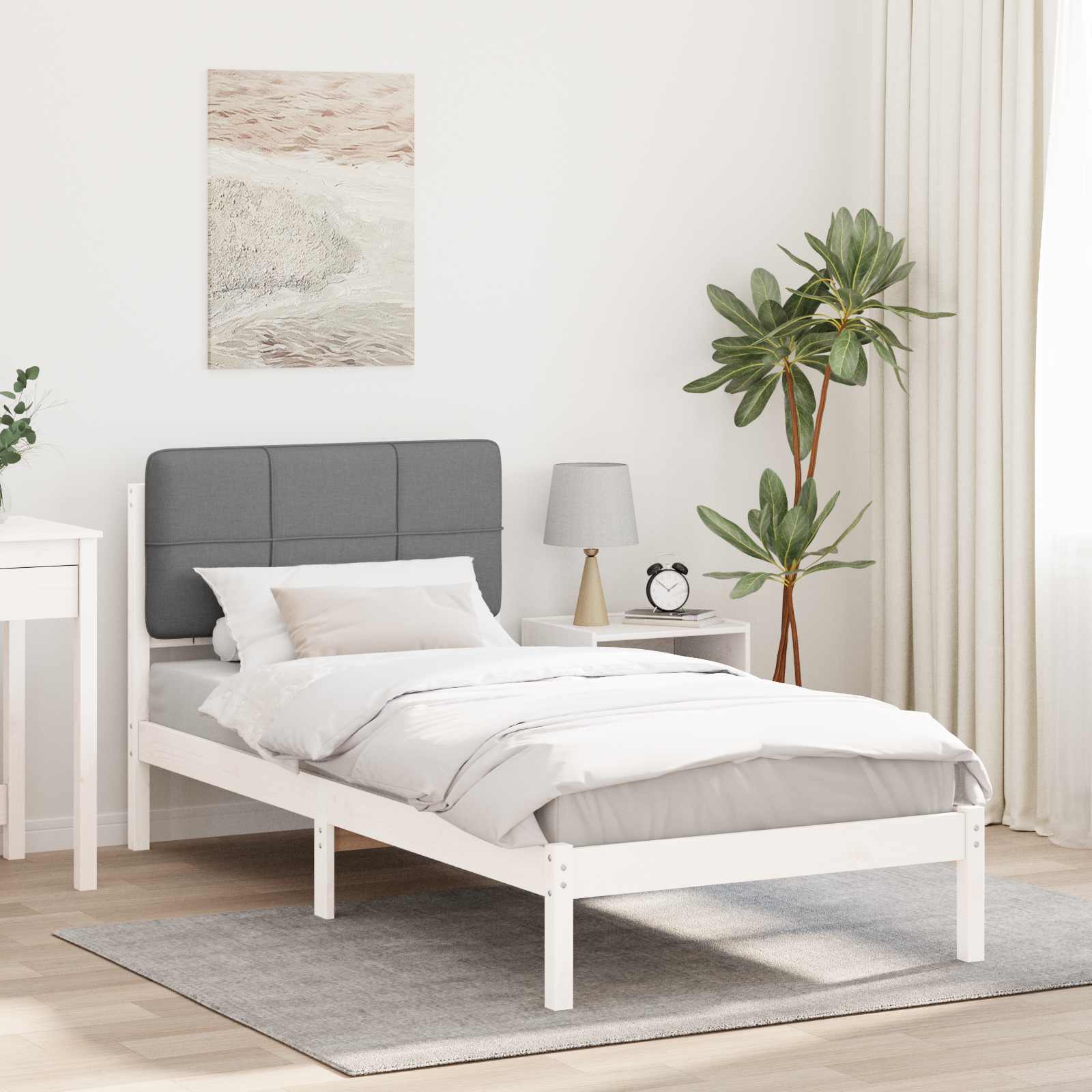 Bettgestell mit gepolstertem Kopfteil Hellgrau 80 x 200 cm