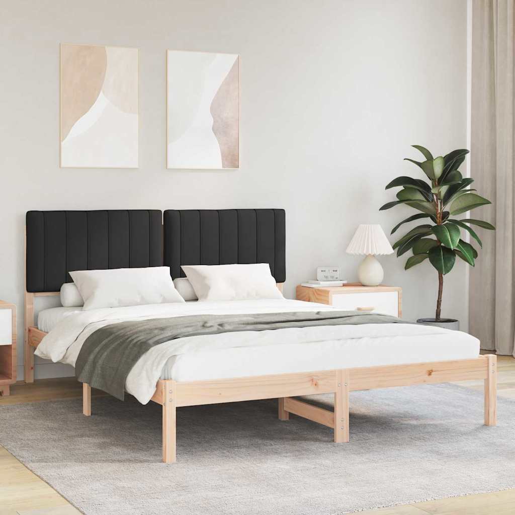 Bettgestell mit gepolstertem Kopfteil Schwarz 150 x 200 cm