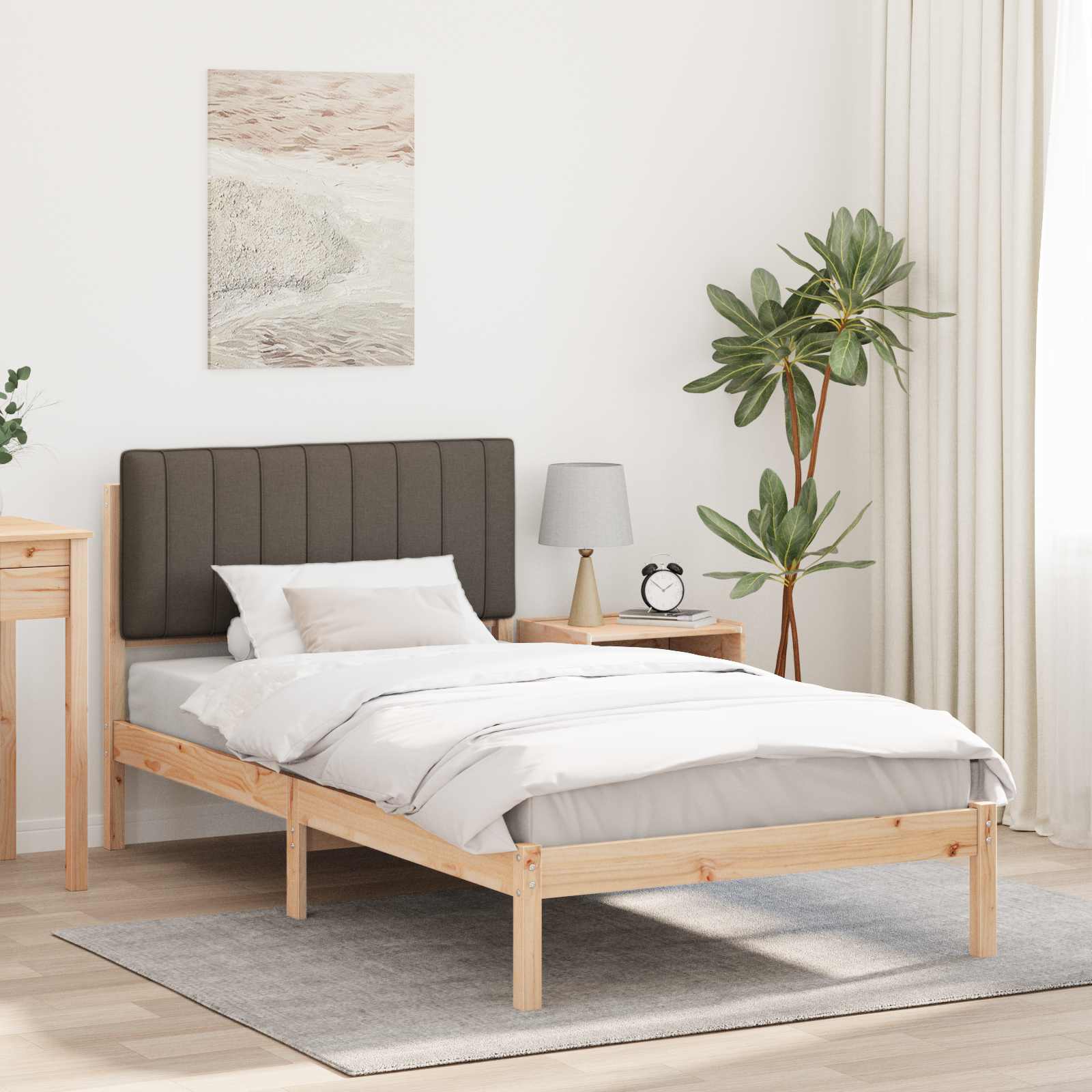 Bettgestell mit gepolstertem Kopfteil Taupe 100 x 200 cm