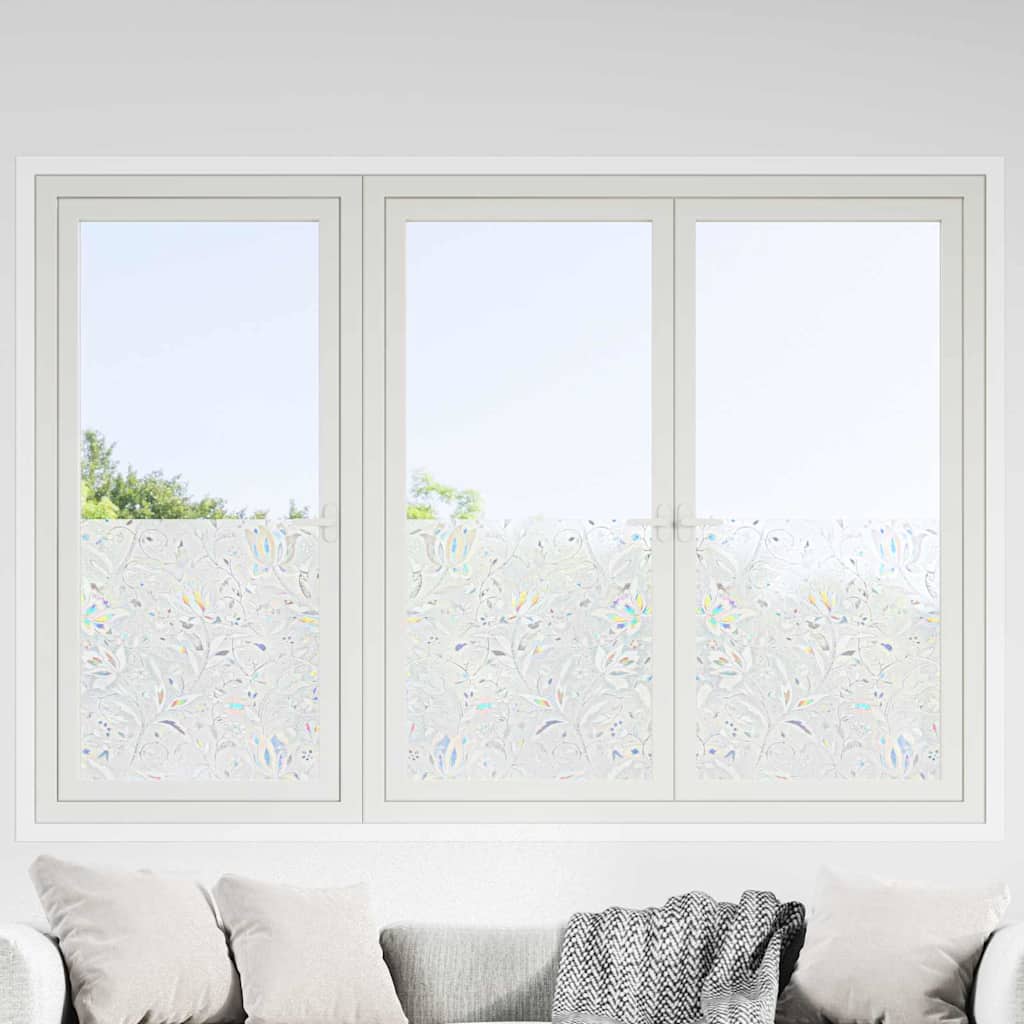 Statische Fensterfolie Blumen-Muster 90 x 500 cm PVC