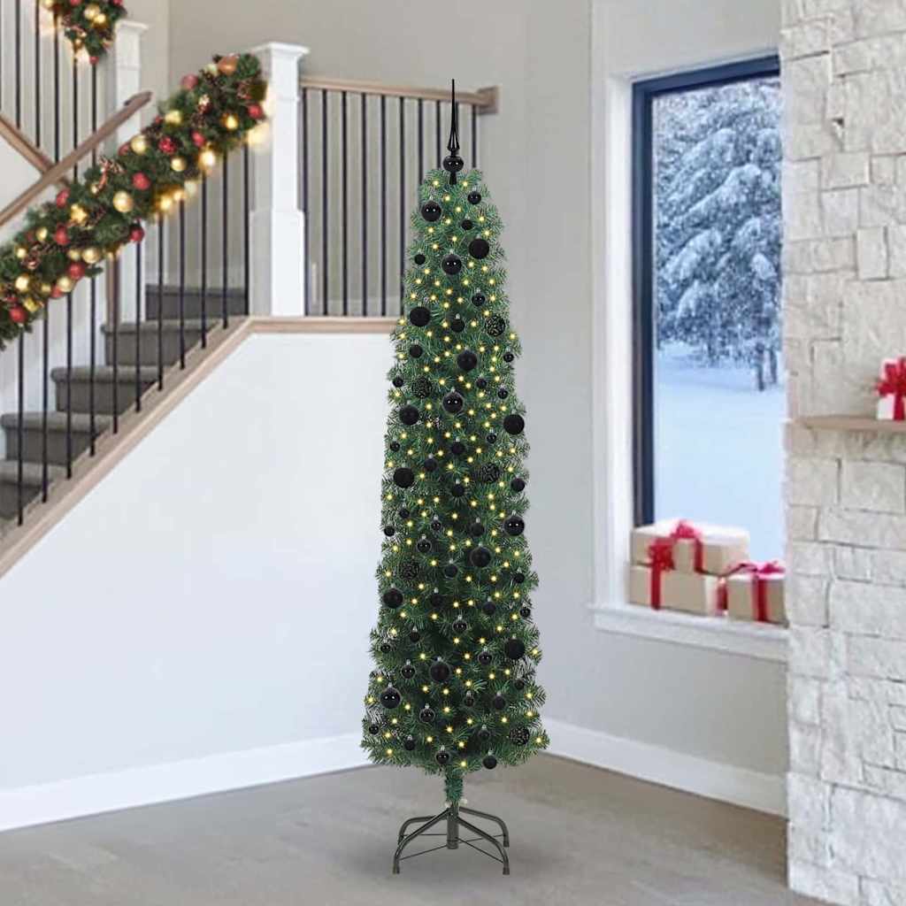 Künstlicher Weihnachtsbaum mit 300 LEDs mit Ständer Grün 240 cm