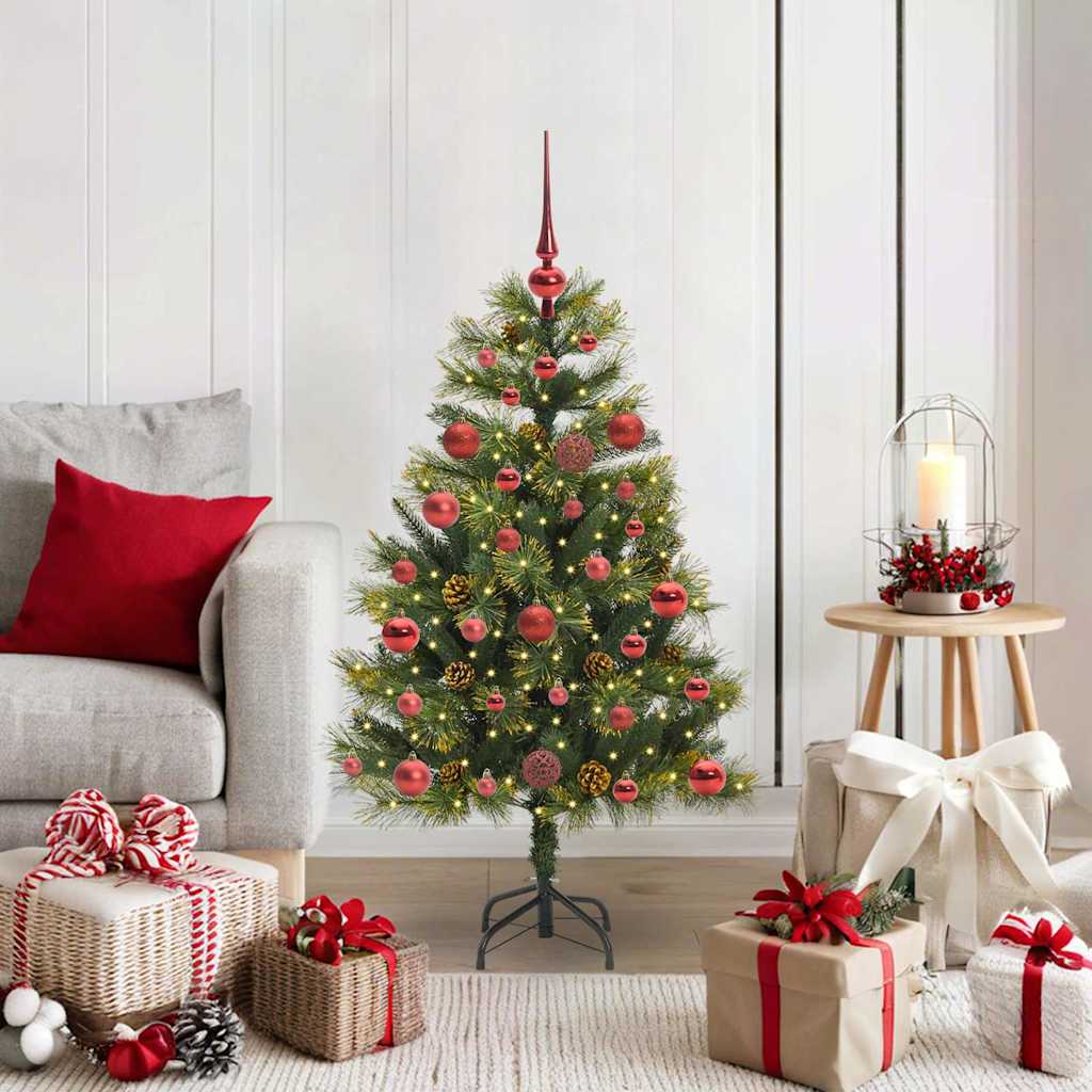 Künstlicher klappbarer Weihnachtsbaum mit Tannenzapfen 120 cm