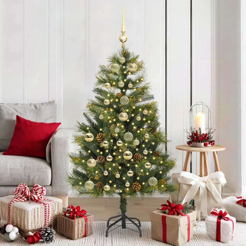 Künstlicher klappbarer Weihnachtsbaum mit Tannenzapfen 150 cm