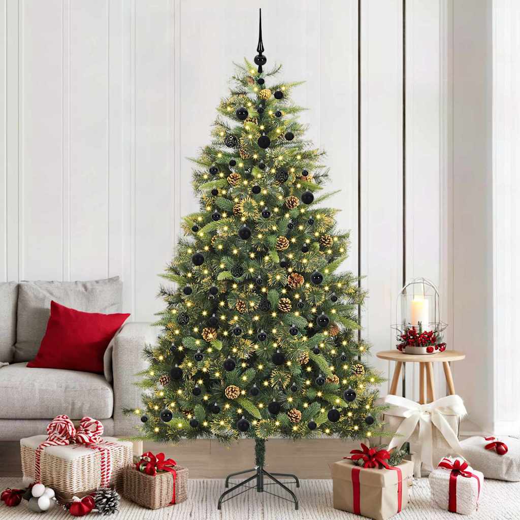 Künstlicher klappbarer Weihnachtsbaum mit Tannenzapfen 210 cm