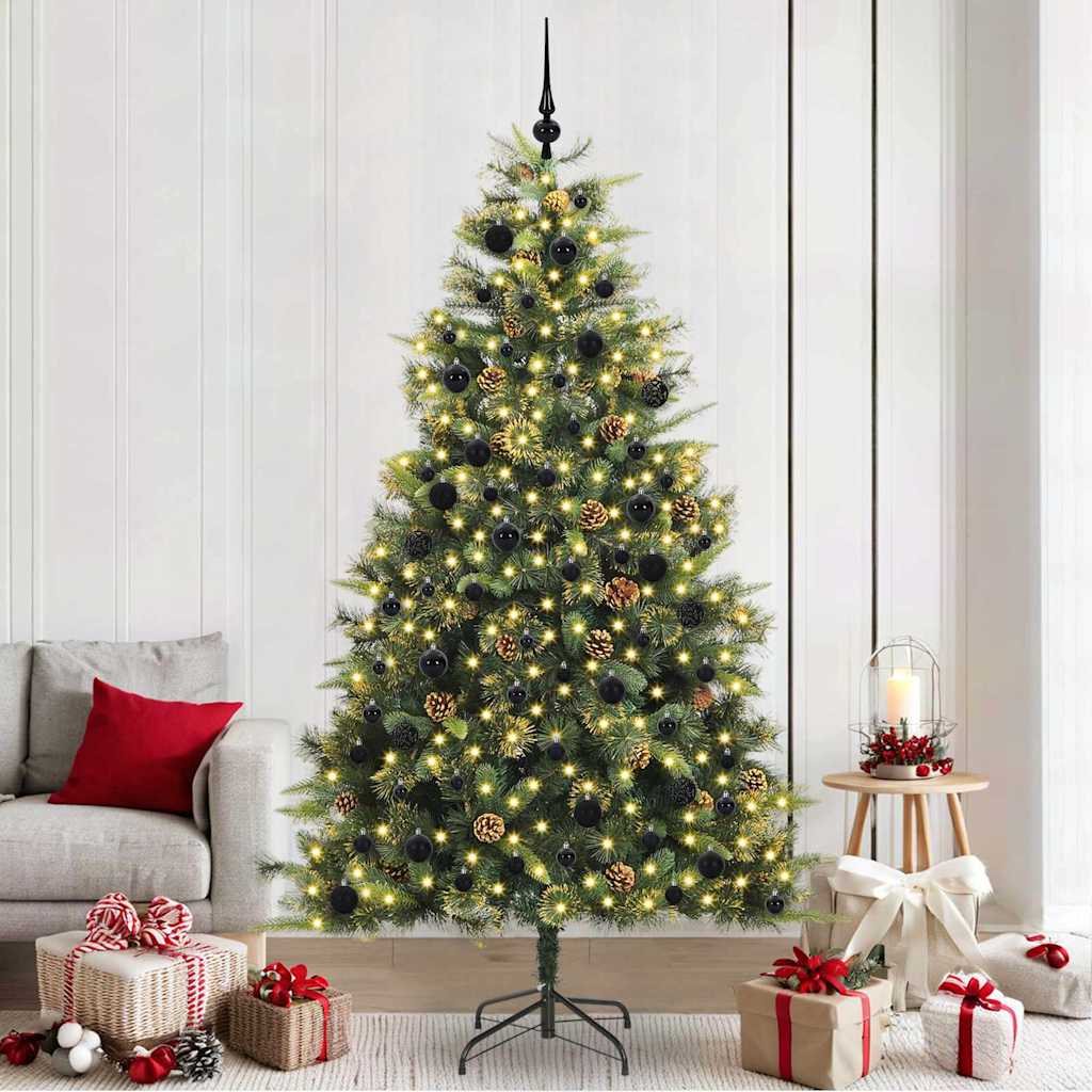 Künstlicher klappbarer Weihnachtsbaum mit Tannenzapfen 240 cm