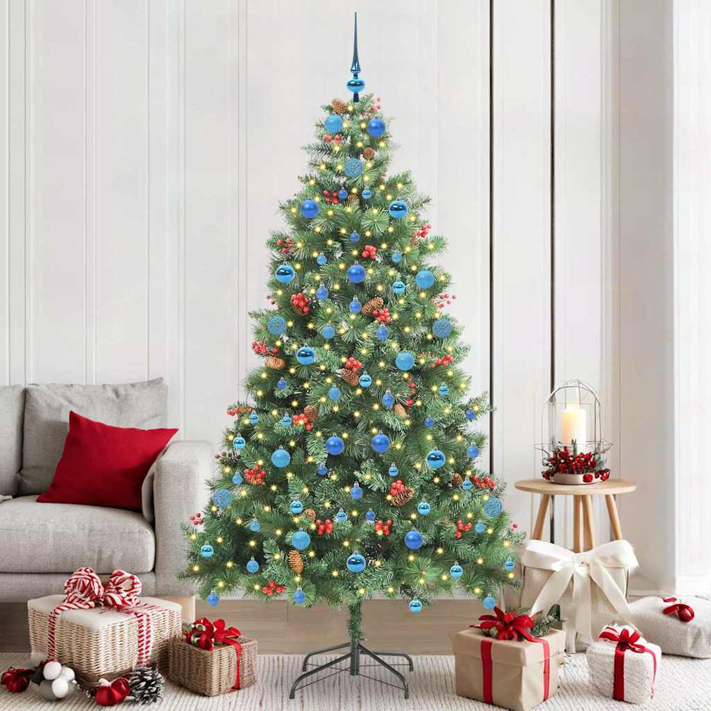 Künstlicher Weihnachtsbaum 300 LEDs Warmes Weiß PVC und Metall