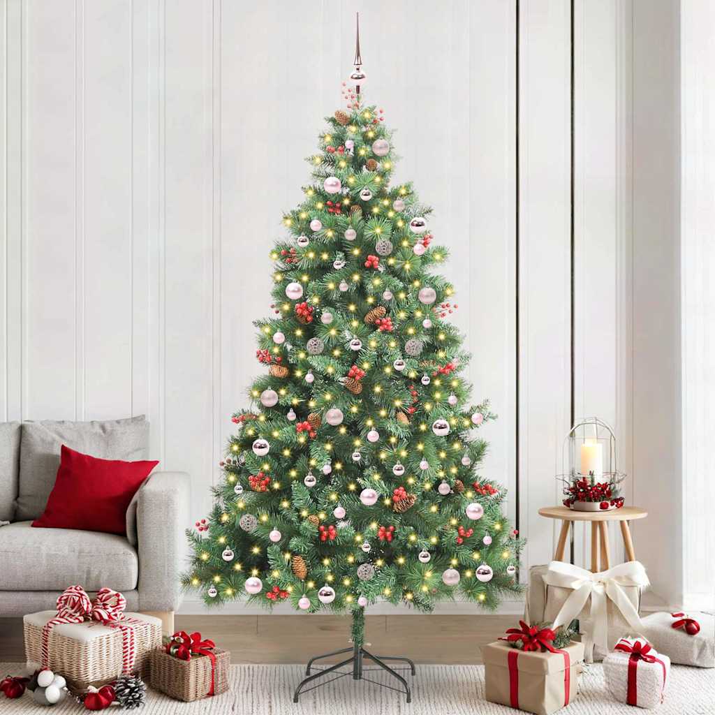 Künstlicher Weihnachtsbaum 300 LEDs Warmes Weiß PVC und Metall