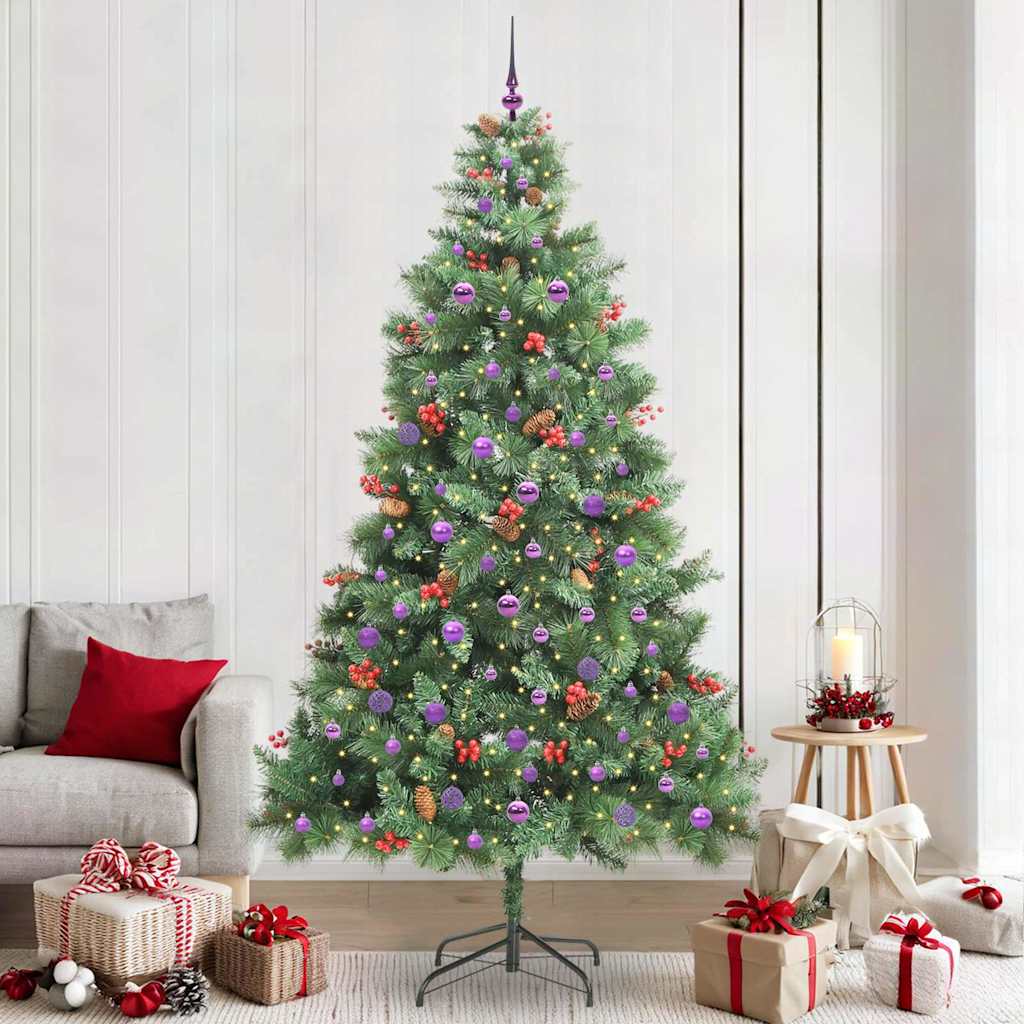Künstlicher Weihnachtsbaum 300 LEDs Warmes Weiß PVC und Metall