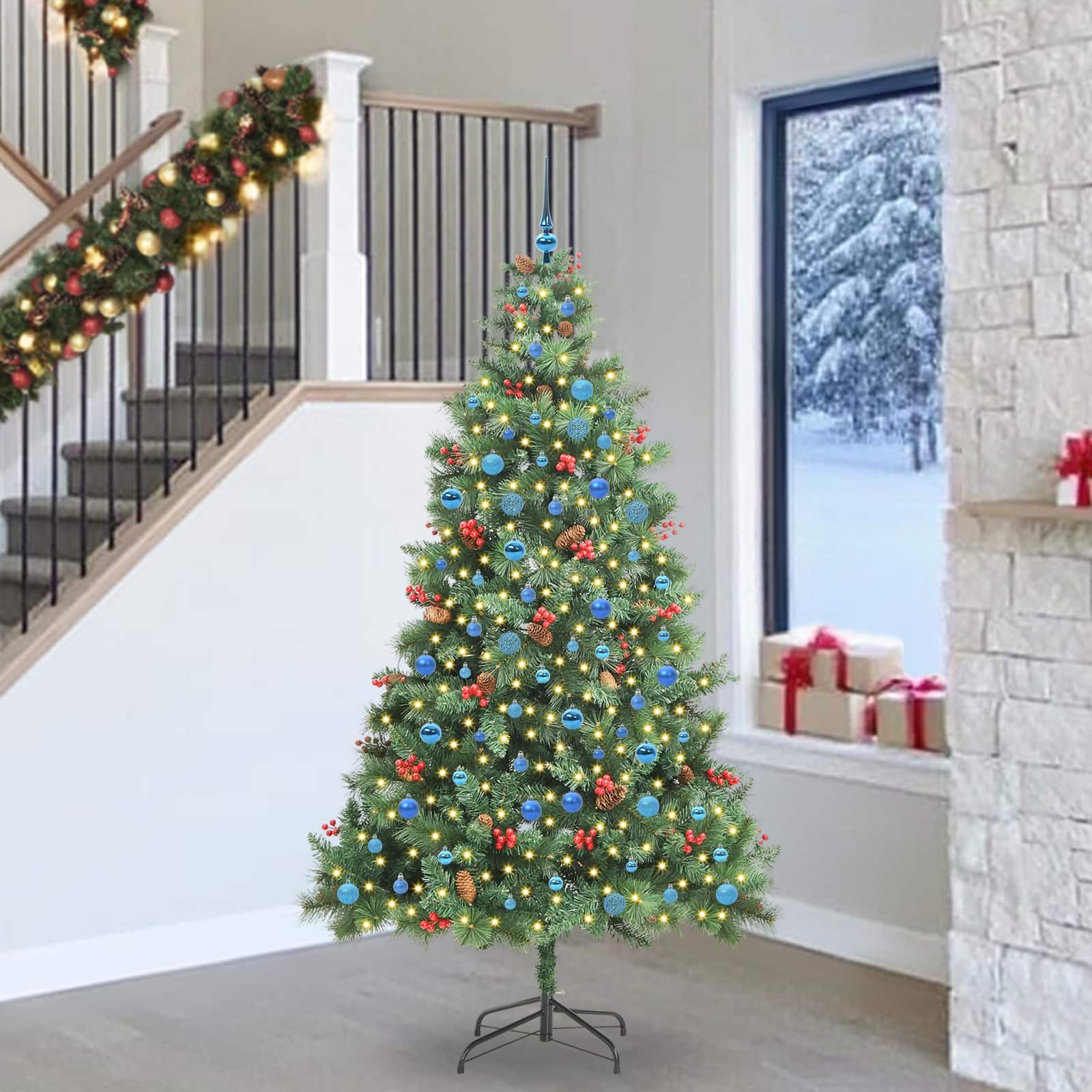 Künstlicher Weihnachtsbaum 300 LEDs Warmes Weiß PVC und Metall