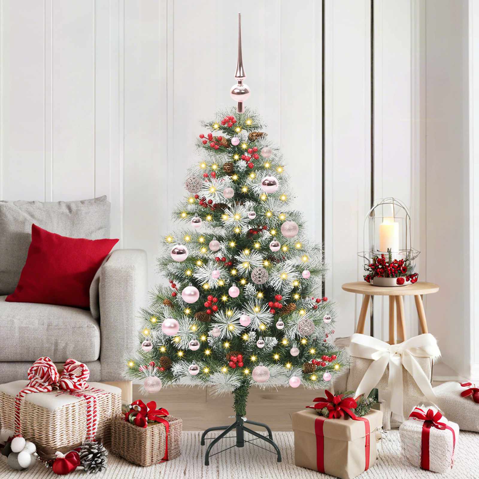 Künstlicher Weihnachtsbaum Grün und Weiß 150 cm