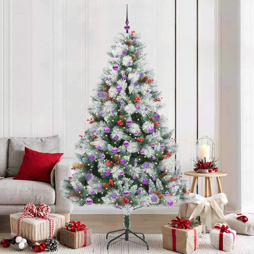 Künstlicher Weihnachtsbaum Grün und Weiß 210 cm