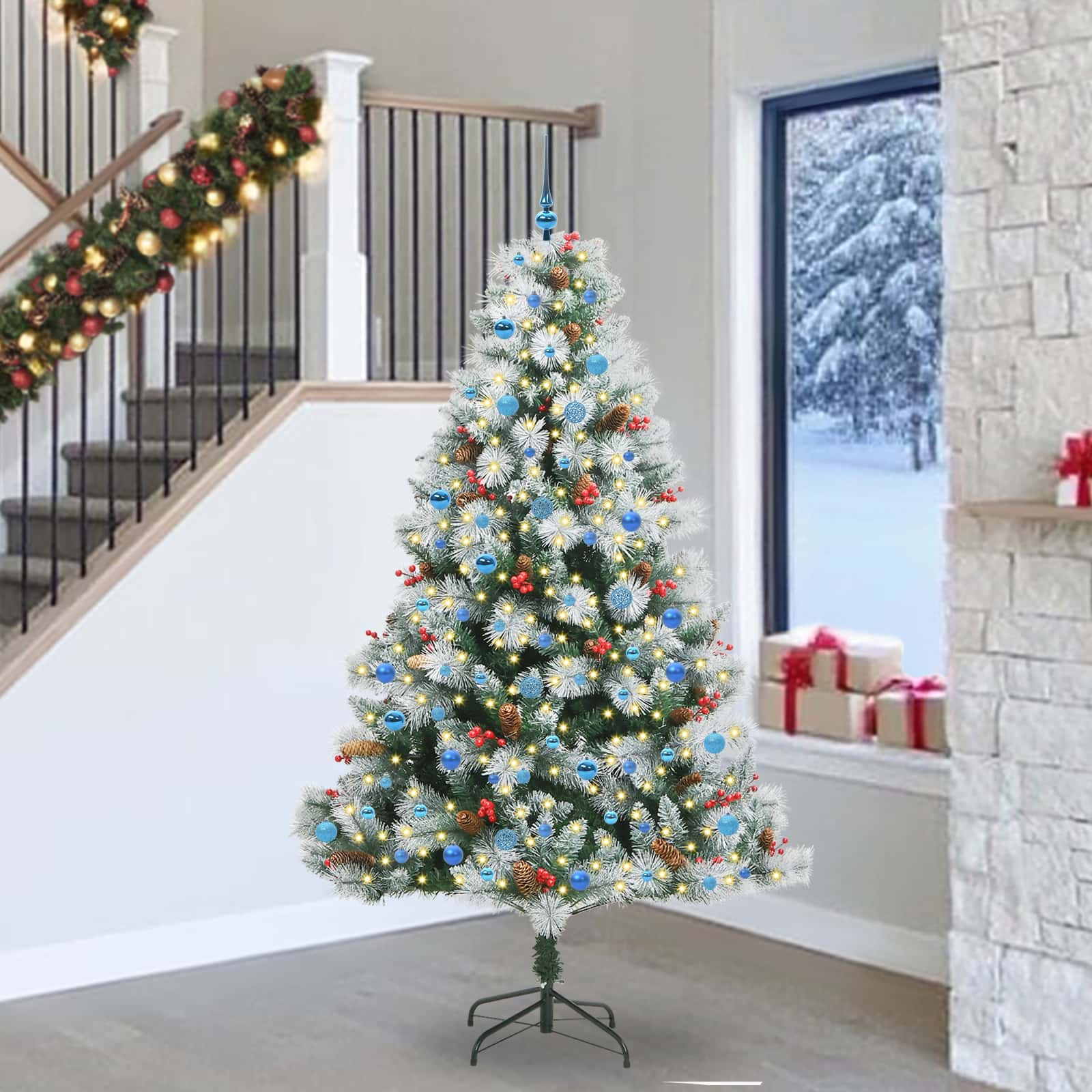 Künstlicher Weihnachtsbaum Grün und Weiß 240 cm