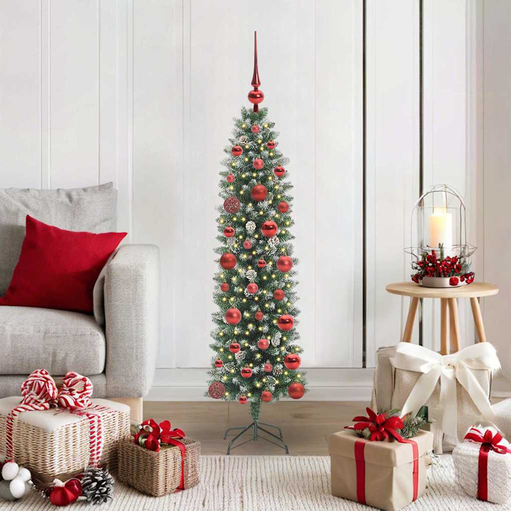 Künstlicher schlanker Weihnachtsbaum Grün und Weiß 120 cm