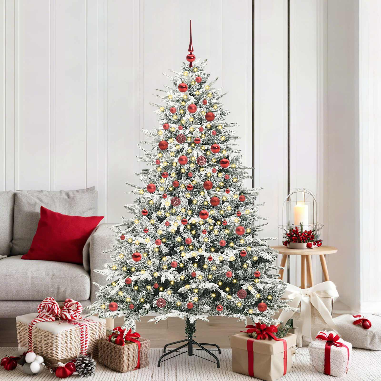 Künstlicher vorbeleuchteter Weihnachtsbaum mit Kugelset Grün