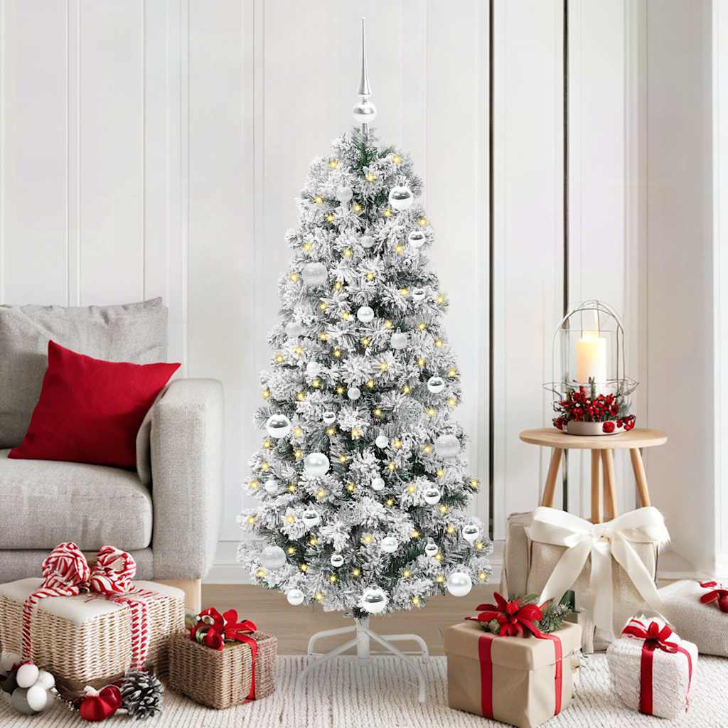 Künstlicher klappbarer Weihnachtsbaum Grün und Weiß 150 cm