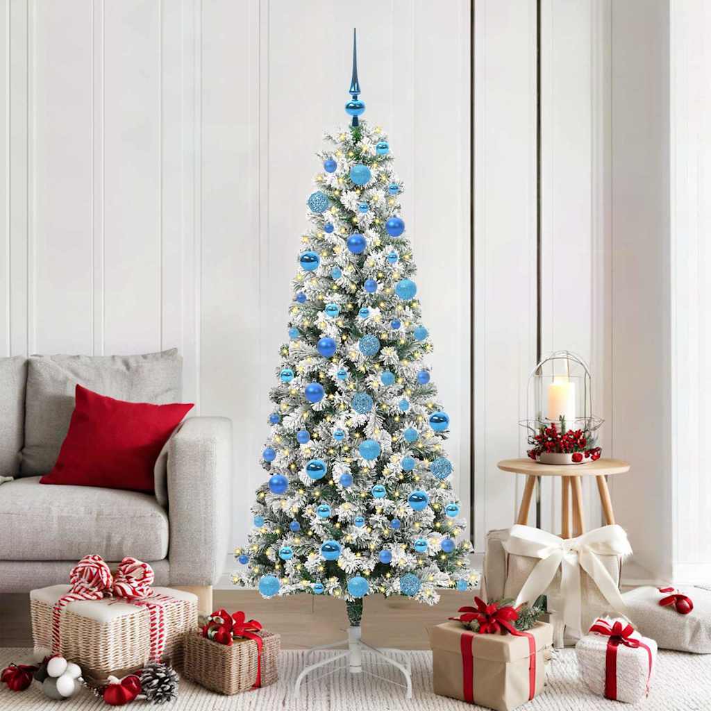 Künstlicher klappbarer Weihnachtsbaum Grün und Weiß 180 cm
