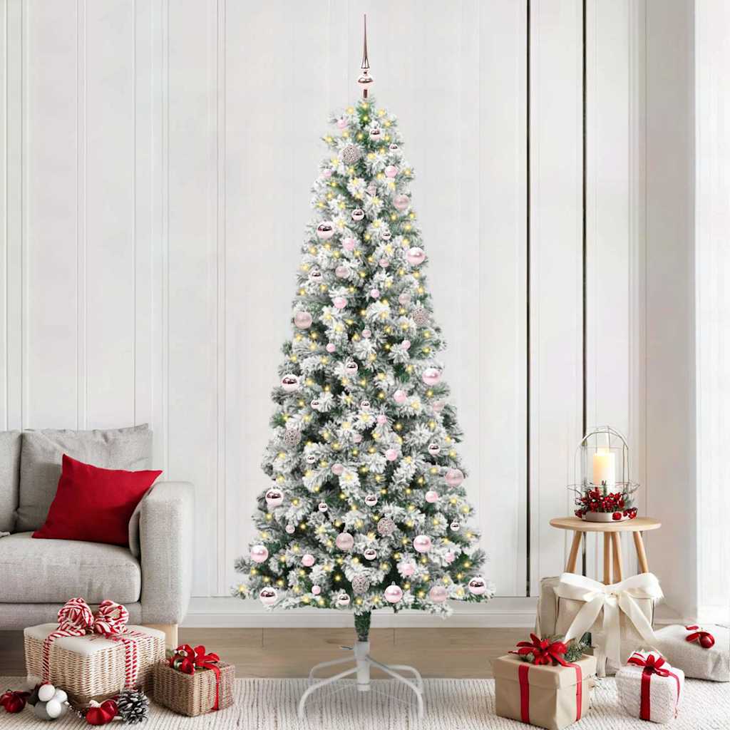Künstlicher klappbarer Weihnachtsbaum Grün und Weiß 240 cm