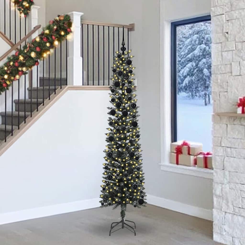 Künstlicher Weihnachtsbaum mit 300 LEDs mit Ständer Grün 240 cm