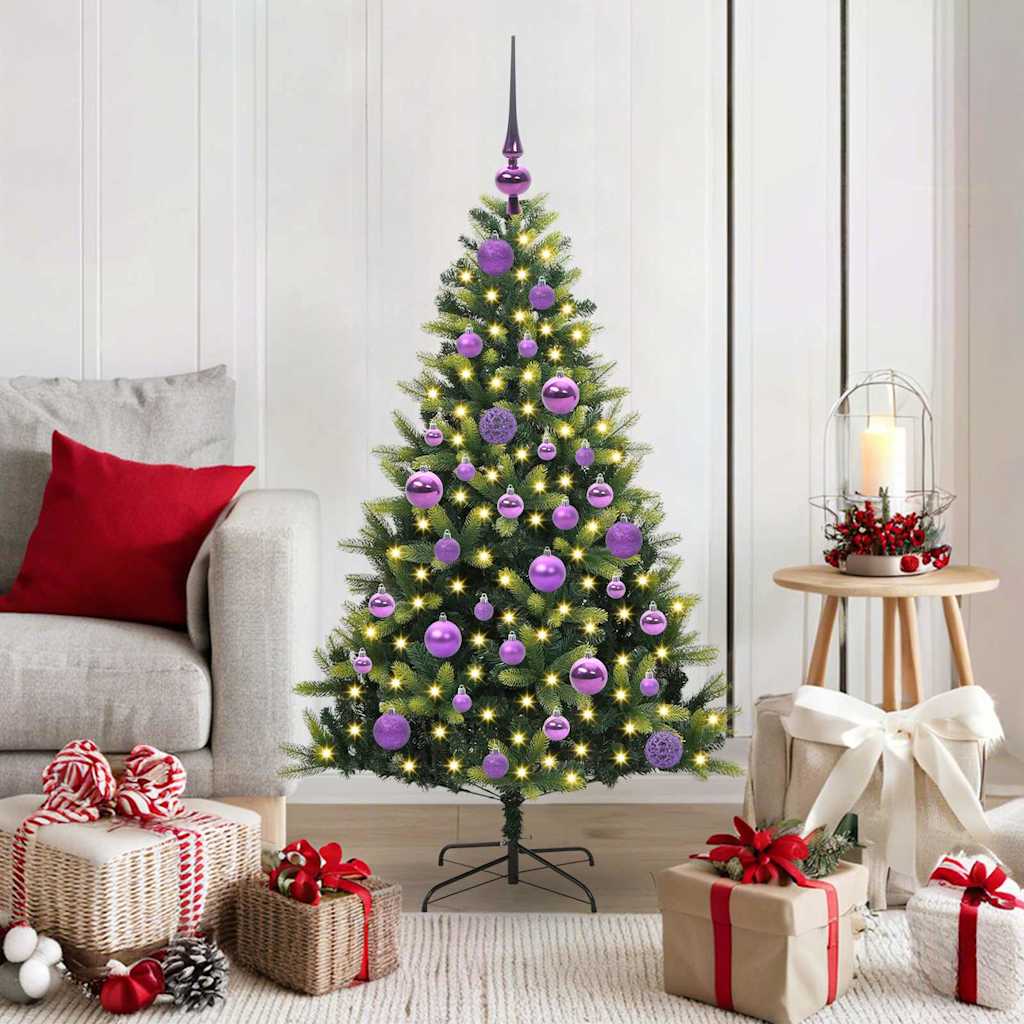 Künstlicher geflammter Weihnachtsbaum 150 LEDs Grün 120 cm