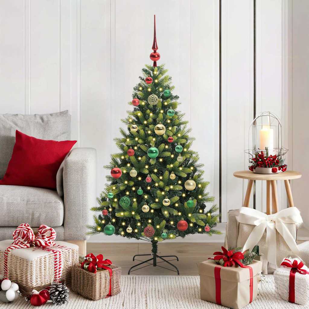 Künstlicher geflammter Weihnachtsbaum 150 LEDs Grün 120 cm