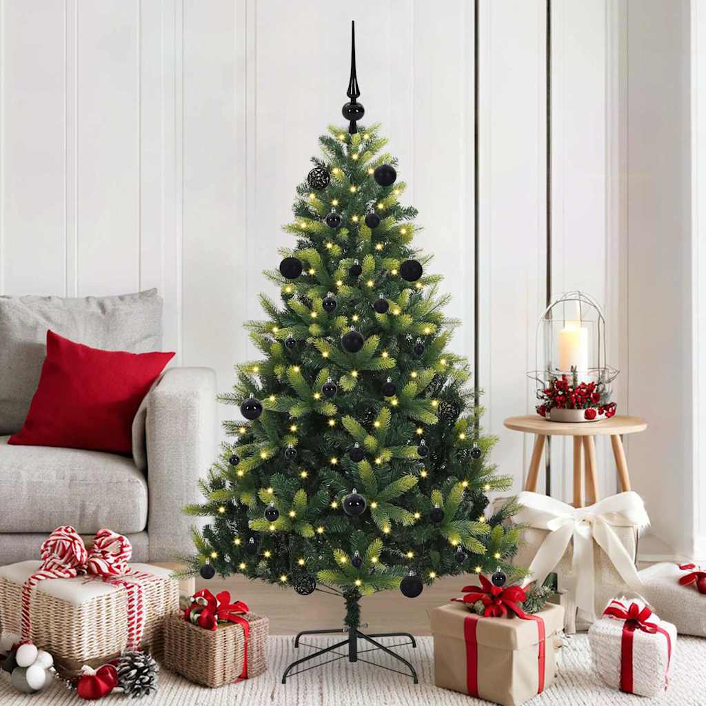 Künstlicher geflammter Weihnachtsbaum 150 LEDs Grün 150 cm