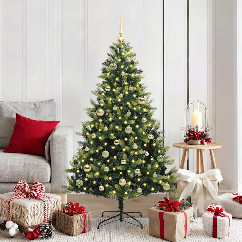Künstlicher geflammter Weihnachtsbaum 150 LEDs Grün 150 cm
