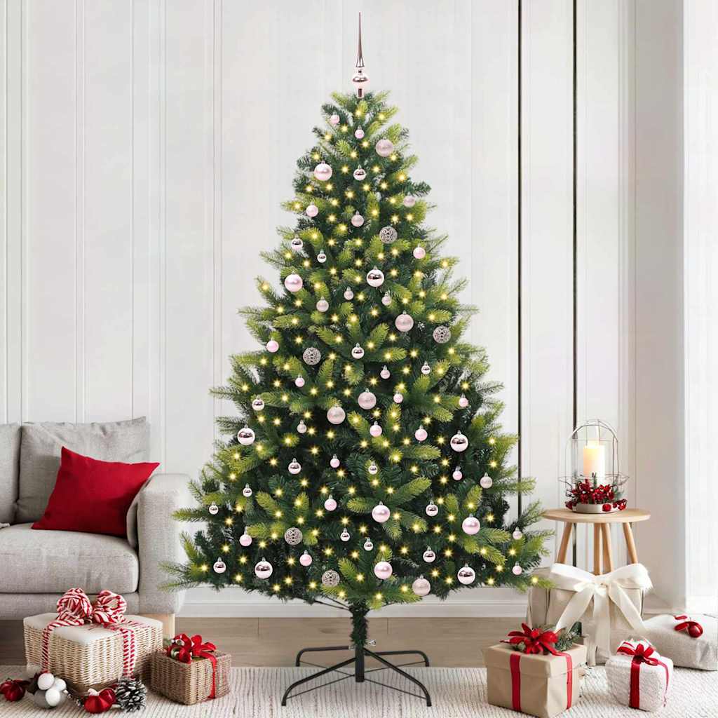Künstlicher Klapp-Weihnachtsbaum mit 300 LEDs Grün 240 cm