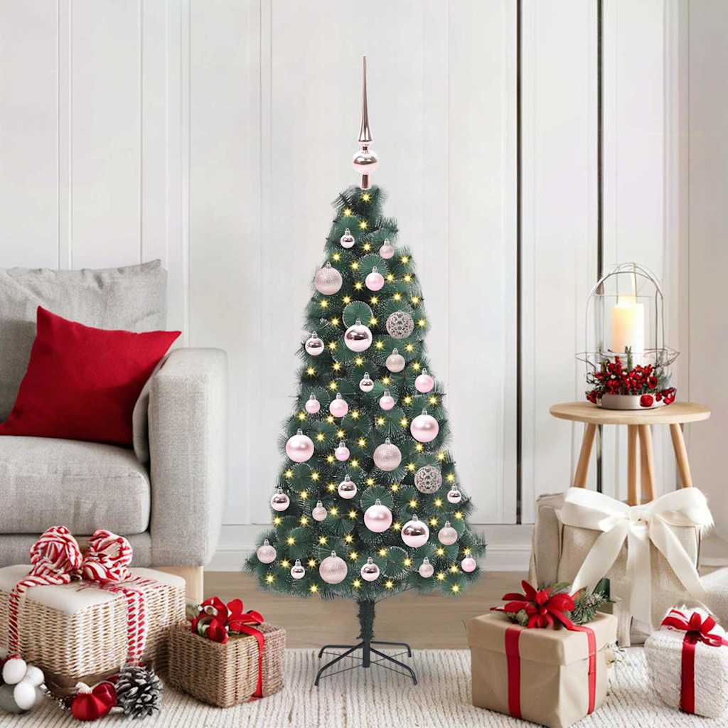 Künstlicher vorbeleuchteter Weihnachtsbaum mit Kugelset Grün